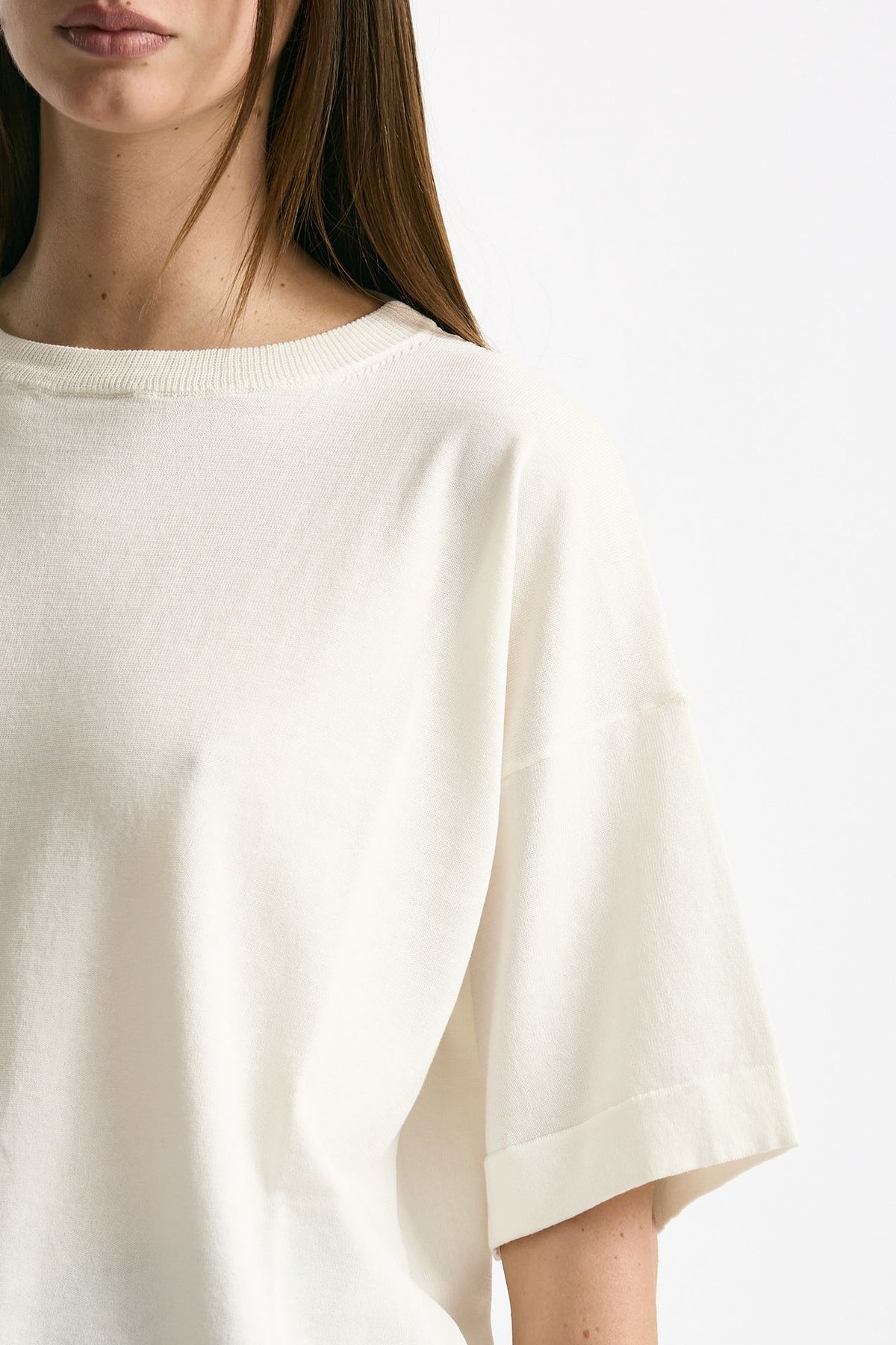 Maglia girocollo over bianco donna Scaglione - 5