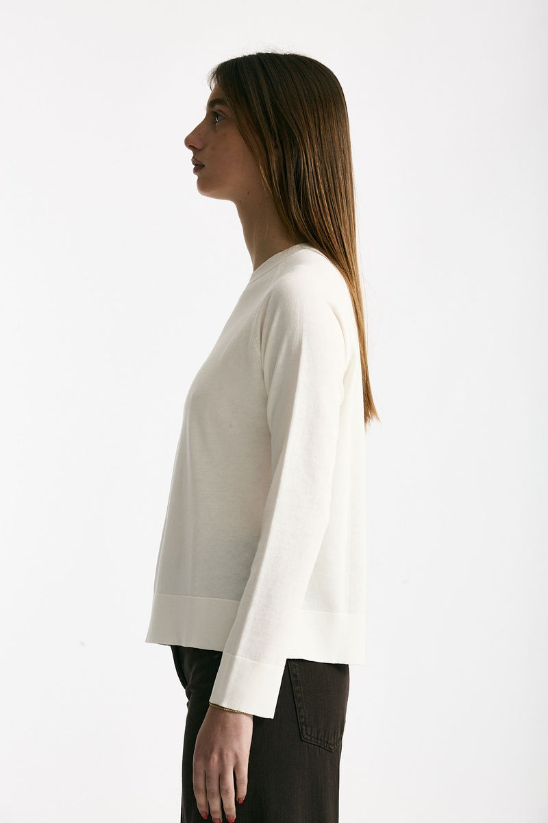 Maglia girocollo in cotone light bianco donna Scaglione - 2