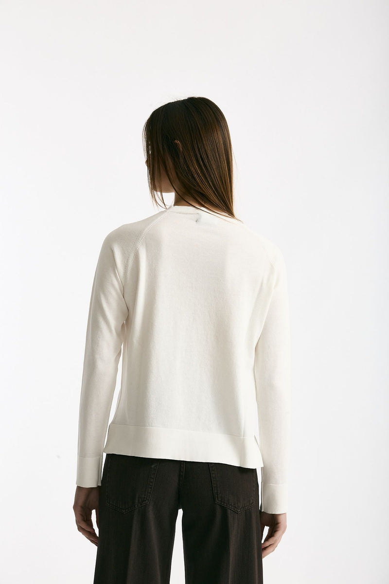 Maglia girocollo in cotone light bianco donna Scaglione - 3