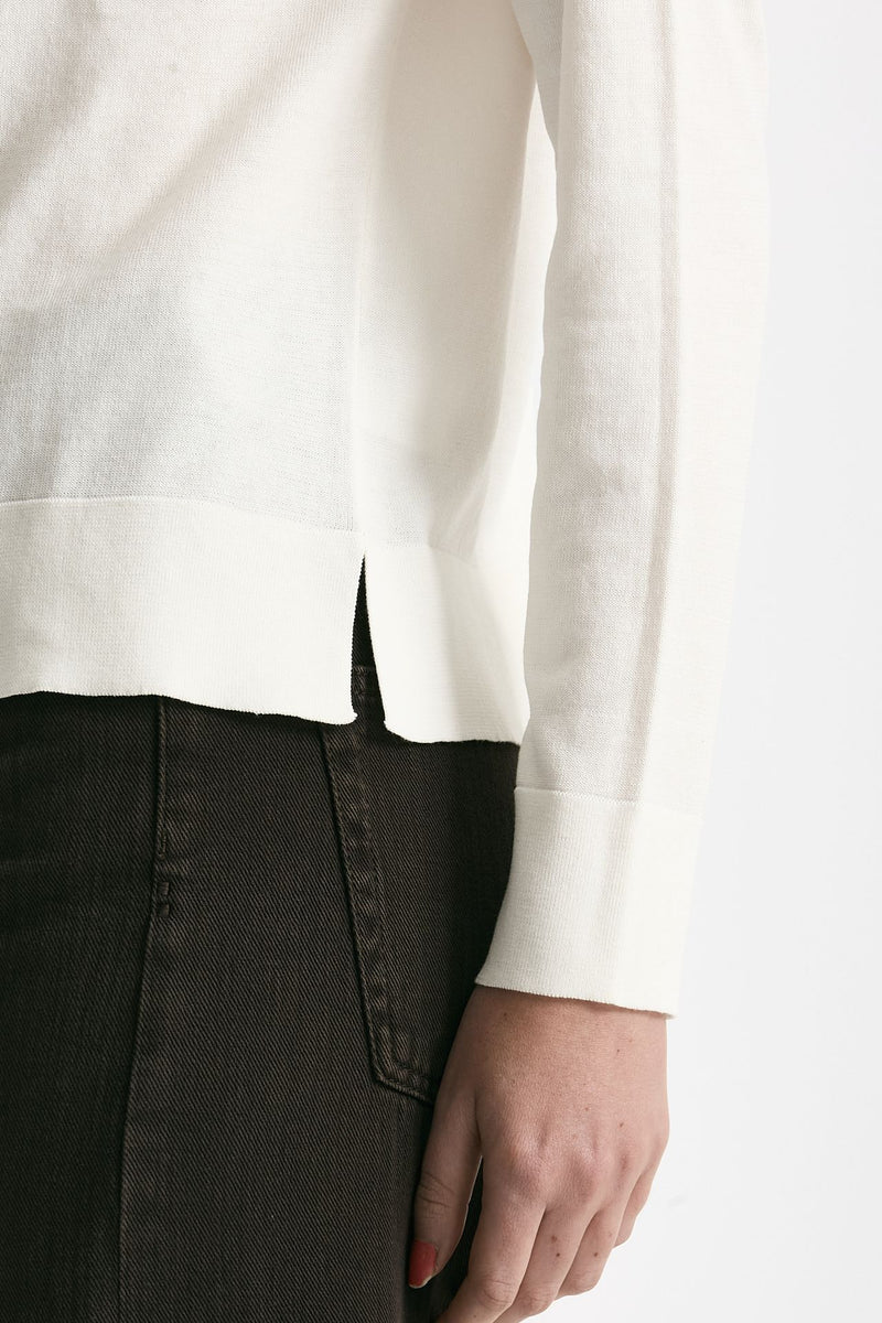 Maglia girocollo in cotone light bianco donna Scaglione - 4