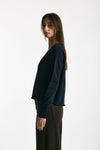 Maglia scollo a v in cotone blu donna Scaglione - 2