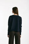 Maglia scollo a v in cotone blu donna Scaglione - 3