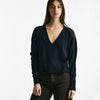 Maglia scollo a v in cotone blu donna Scaglione - 6