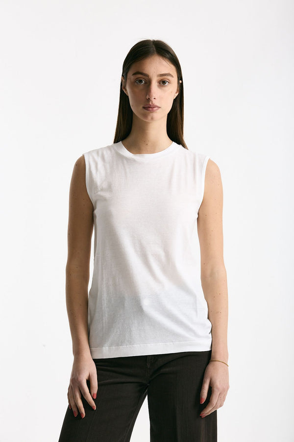 Canotta girocollo in super light cotton bianco donna Scaglione