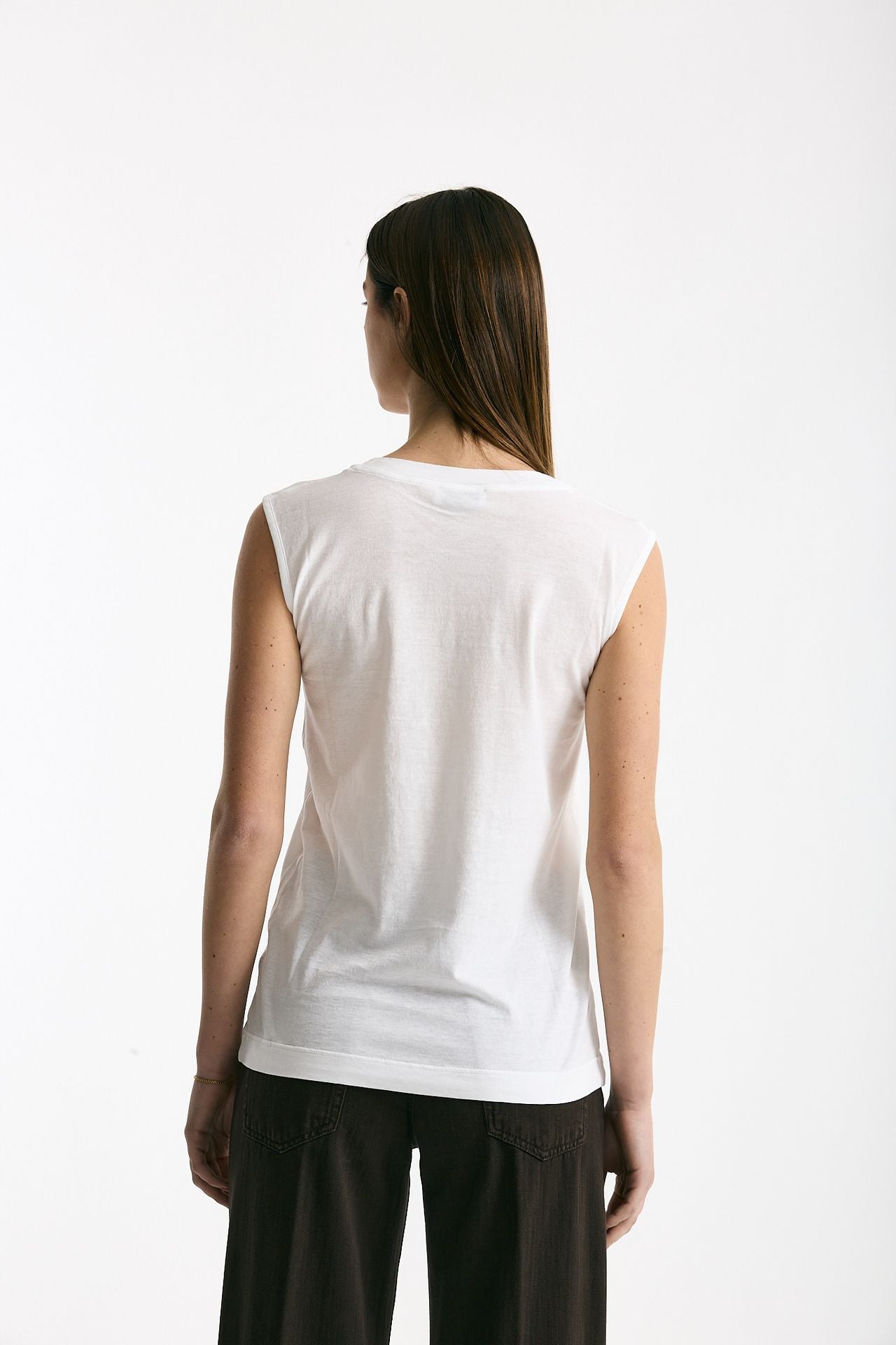 Canotta girocollo in super light cotton bianco donna Scaglione - 2