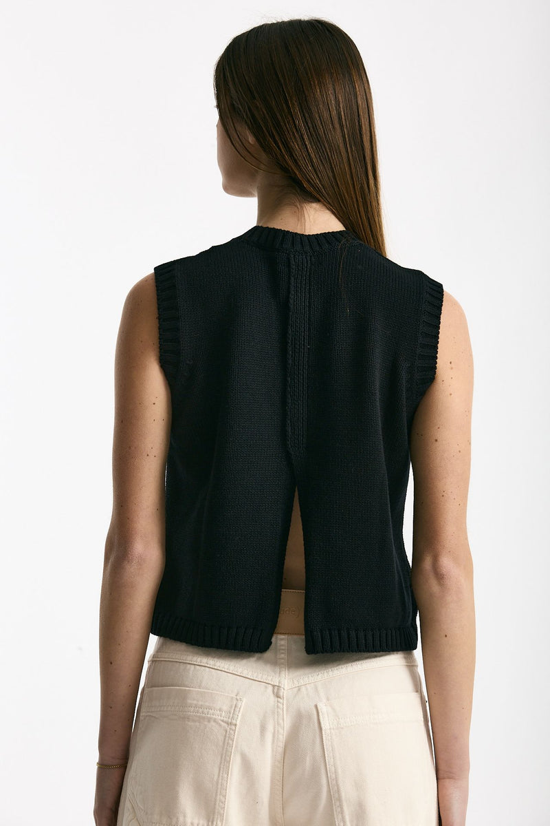 Gilet girocollo in maglia nero donna Scaglione - 1