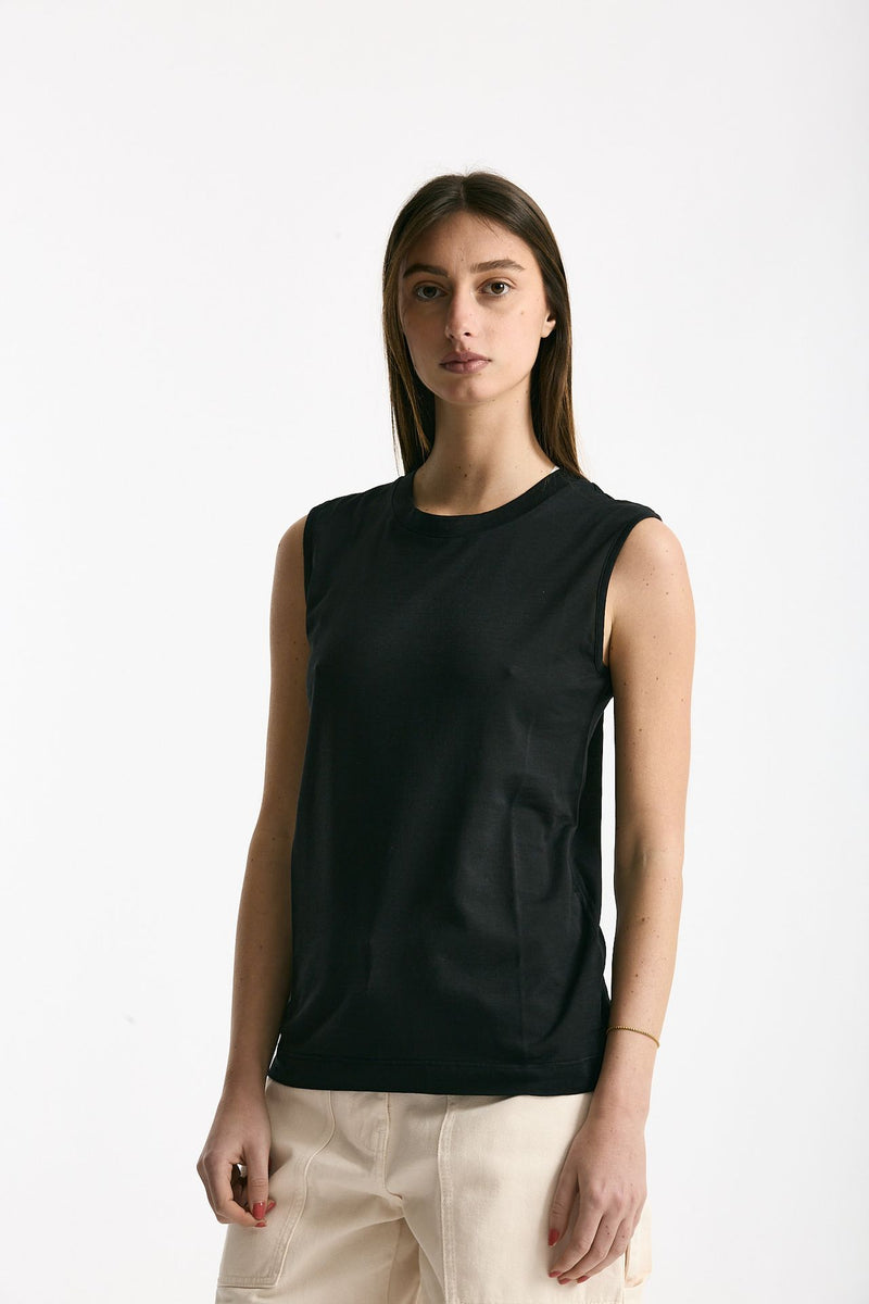 Canotta girocollo in super light cotton nero donna Scaglione - 1