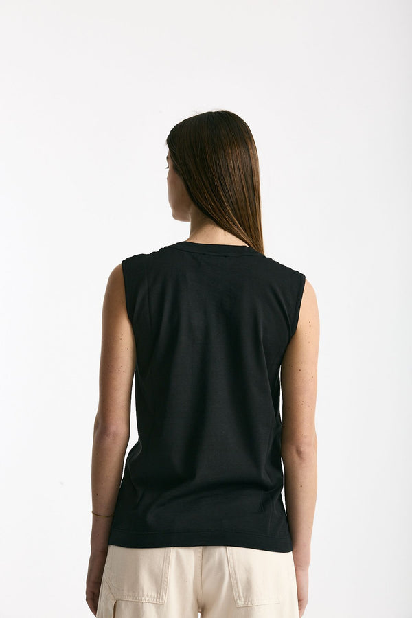 Canotta girocollo in super light cotton nero donna Scaglione