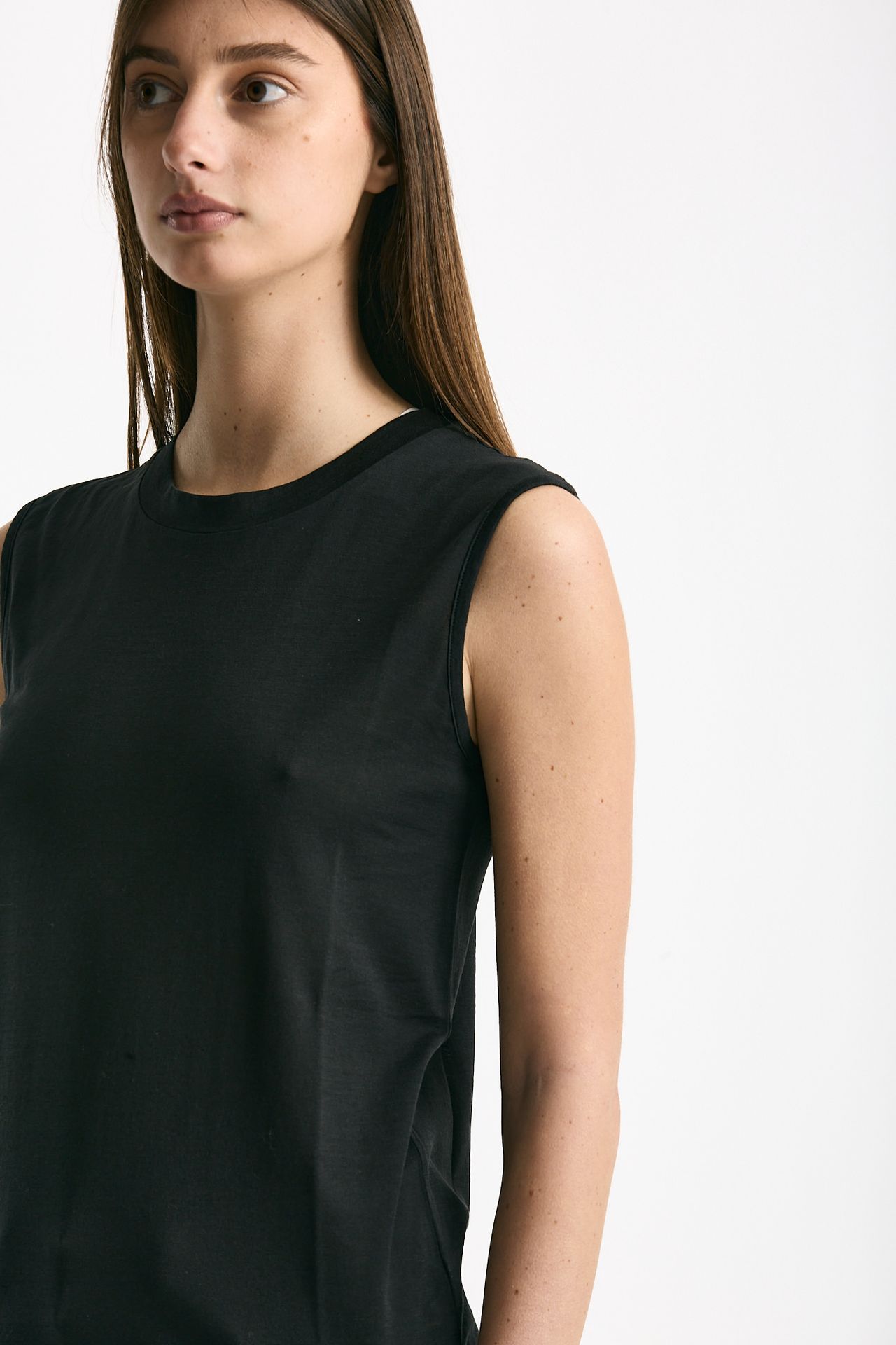 Canotta girocollo in super light cotton nero donna Scaglione - 4