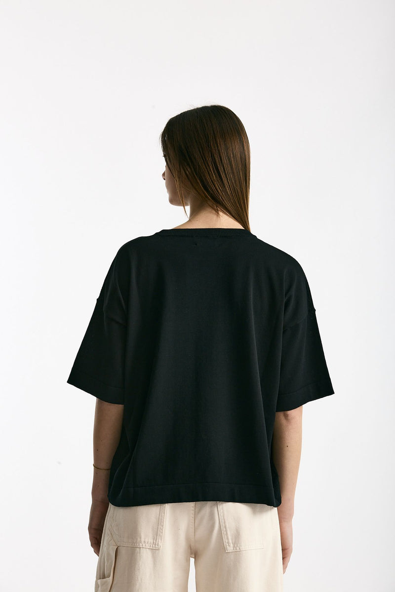 Maglia girocollo over nero donna Scaglione - 3