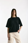 Maglia girocollo over nero donna Scaglione - 4