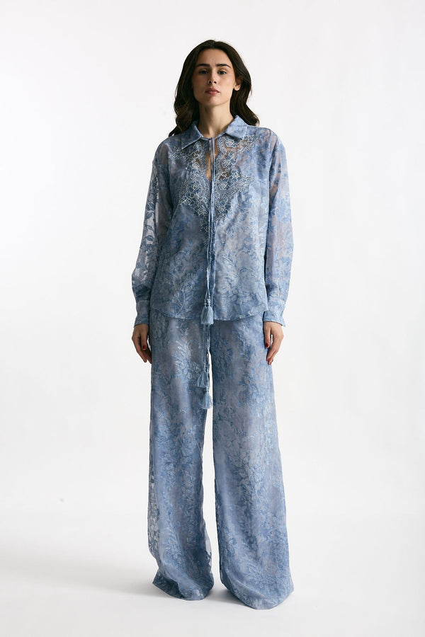 Pantalone in pizzo azzurro donna Ermanno firenze