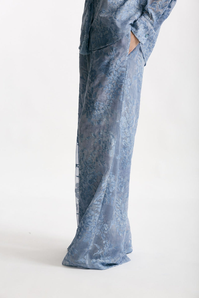 Pantalone in pizzo azzurro donna Ermanno firenze - 3