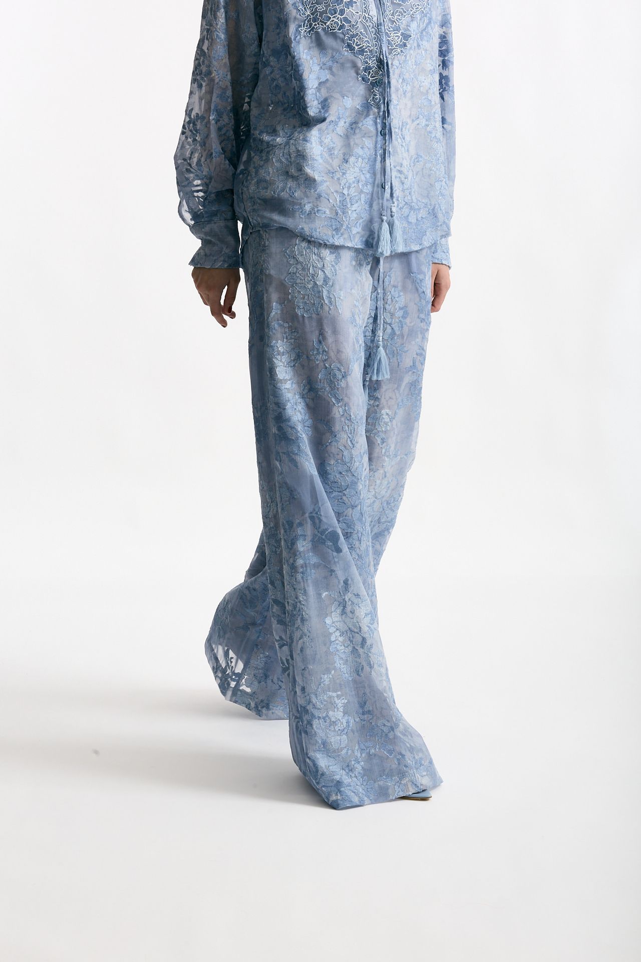 Pantalone in pizzo azzurro donna Ermanno firenze - 1
