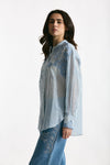 Camicia con applicazioni in pizzo rigata donna Ermanno firenze - 2