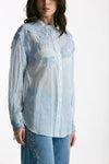 Camicia con applicazioni in pizzo rigata donna Ermanno firenze - 4