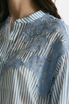 Camicia con applicazioni in pizzo rigata donna Ermanno firenze - 5