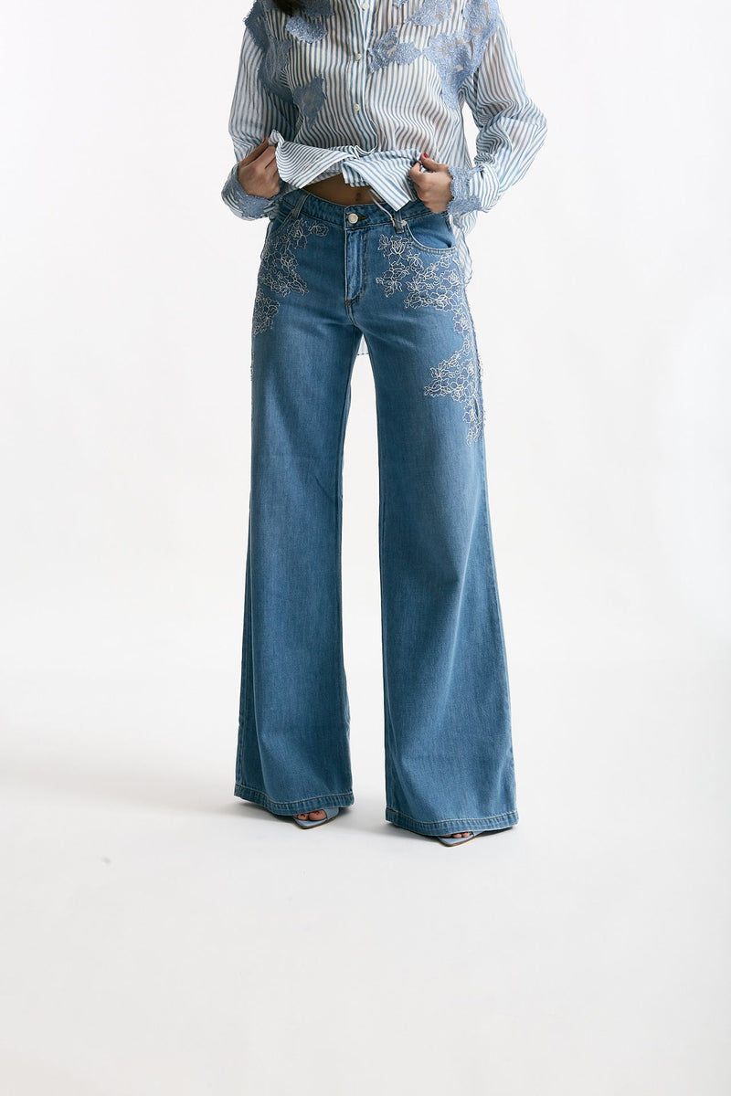 Jeans con applicazioni in pizzo donna Ermanno firenze - 1