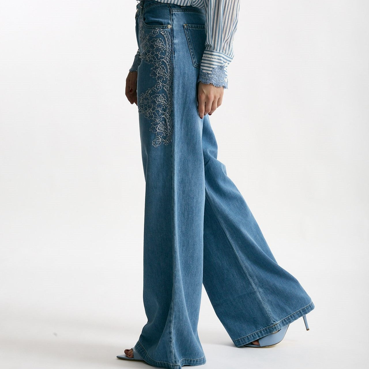 Jeans con applicazioni in pizzo donna Ermanno firenze - 8