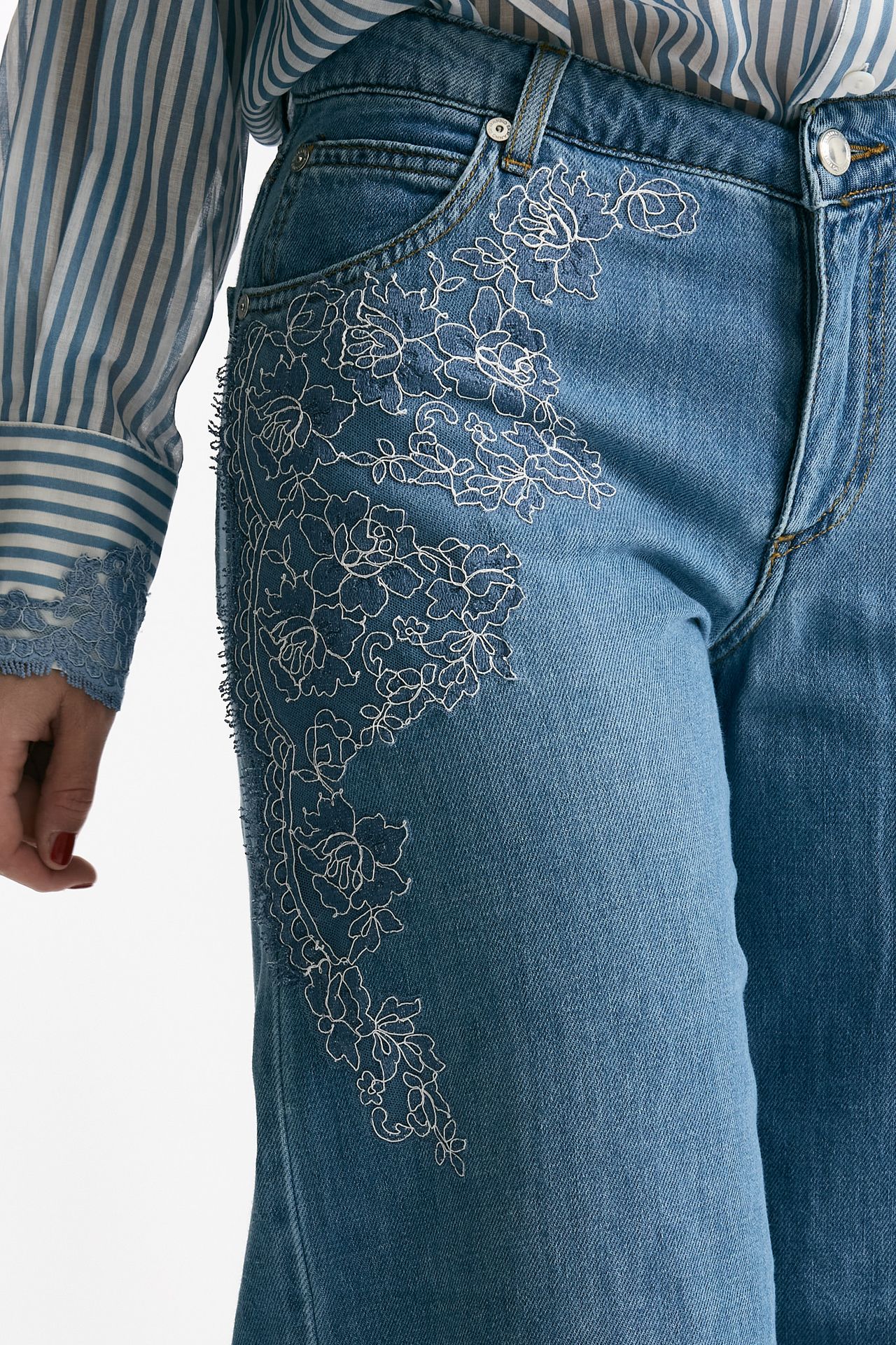 Jeans con applicazioni in pizzo donna Ermanno firenze - 6