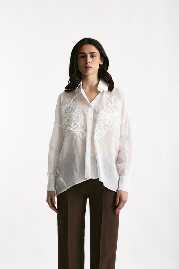 Camicia in ramie bianco donna Ermanno firenze