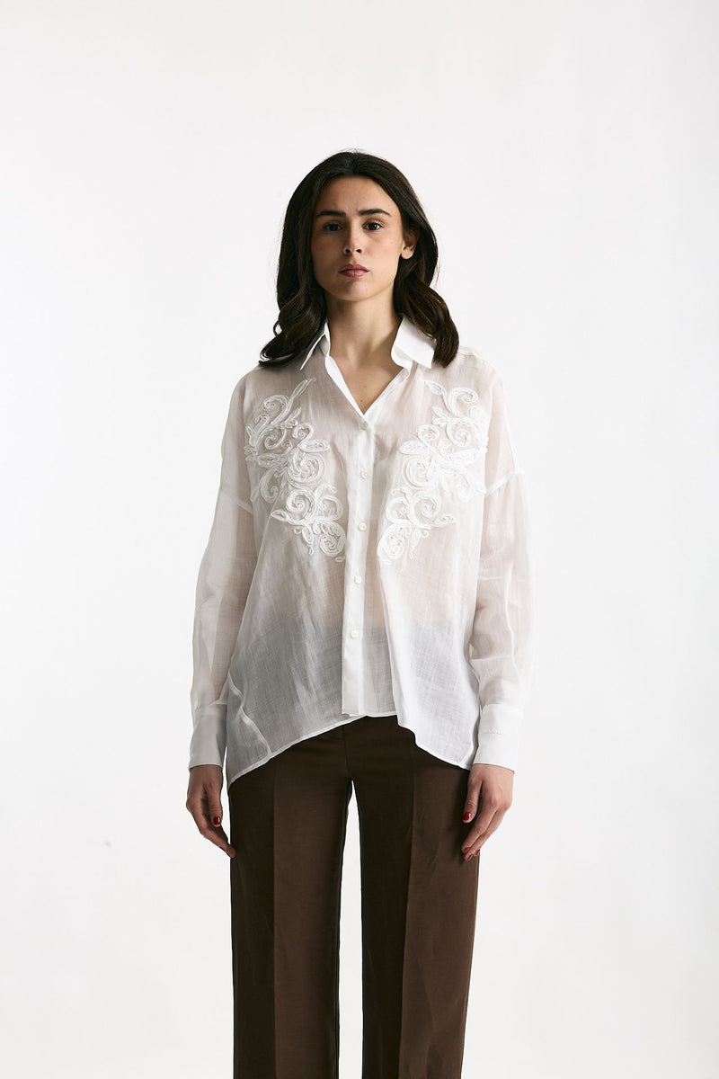 Camicia in ramie bianco donna Ermanno firenze - 2