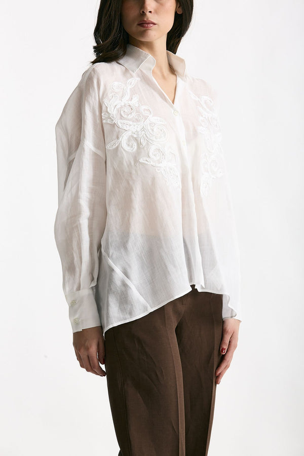 Camicia in ramie bianco donna Ermanno firenze