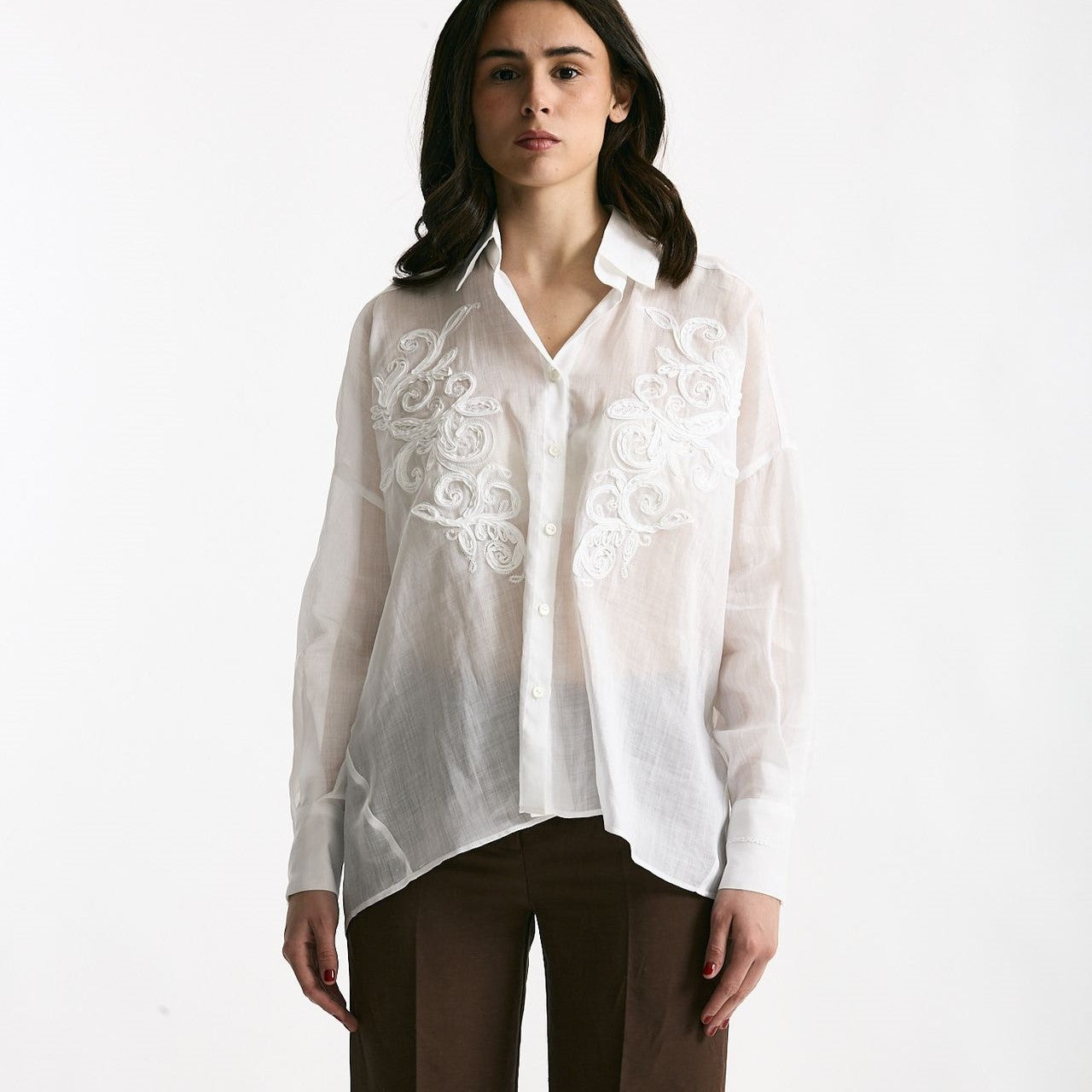 Camicia in ramie bianco donna Ermanno firenze - 5
