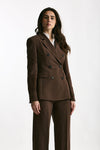 Giacca slim in lino e viscosa marrone donna Ermanno firenze - 5