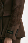 Giacca slim in lino e viscosa marrone donna Ermanno firenze - 7