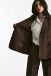 Giacca slim in lino e viscosa marrone donna Ermanno firenze - 9