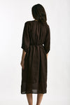 Abito midi in lino e viscosa marrone donna Ermanno firenze - 3