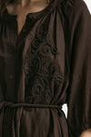 Abito midi in lino e viscosa marrone donna Ermanno firenze - 4