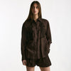 Camicia in lino e viscosa marrone donna Ermanno firenze - 6