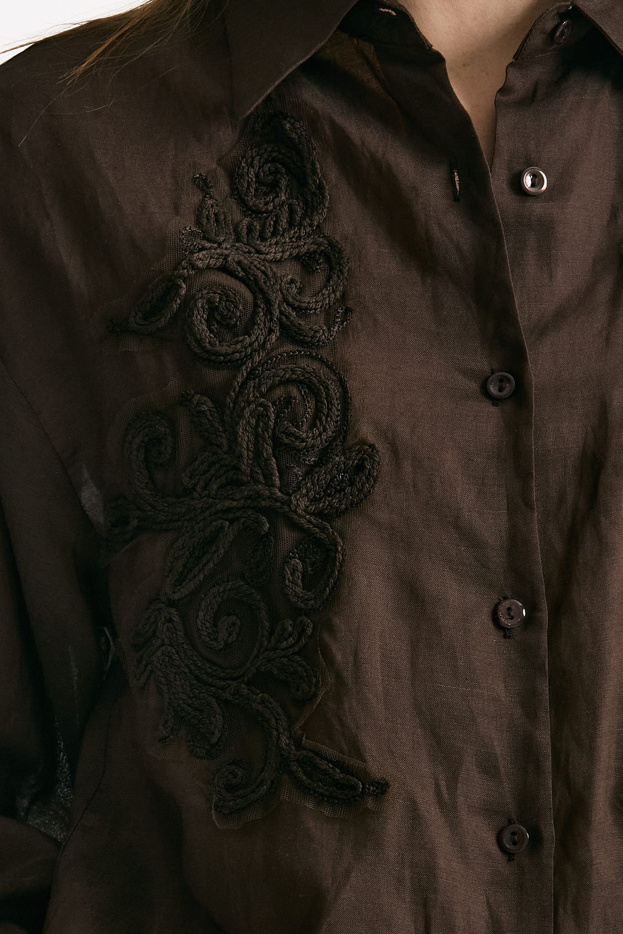 Camicia in lino e viscosa marrone donna Ermanno firenze - 5