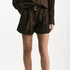 Shorts in lino e viscosa marrone donna Ermanno firenze - 7