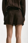 Shorts in lino e viscosa marrone donna Ermanno firenze - 4