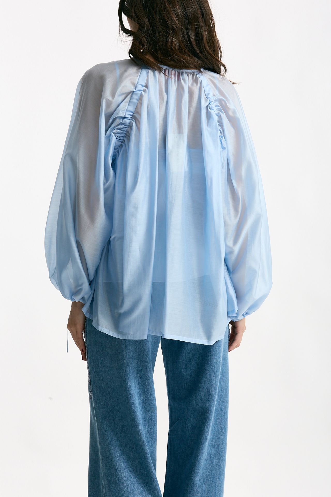 Camicia fluida azzurro cielo donna Ermanno firenze - 3