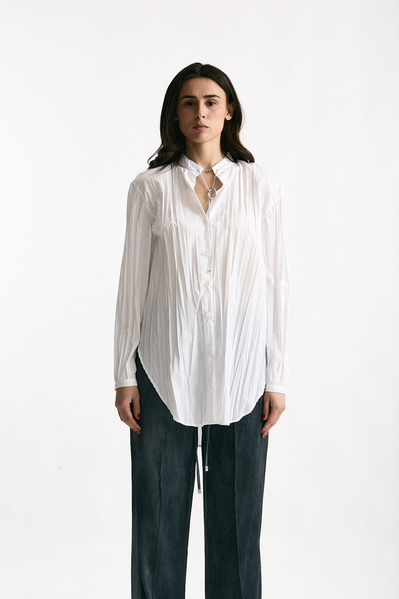 Camicia coreana plissè bianco donna Seafarer - 2