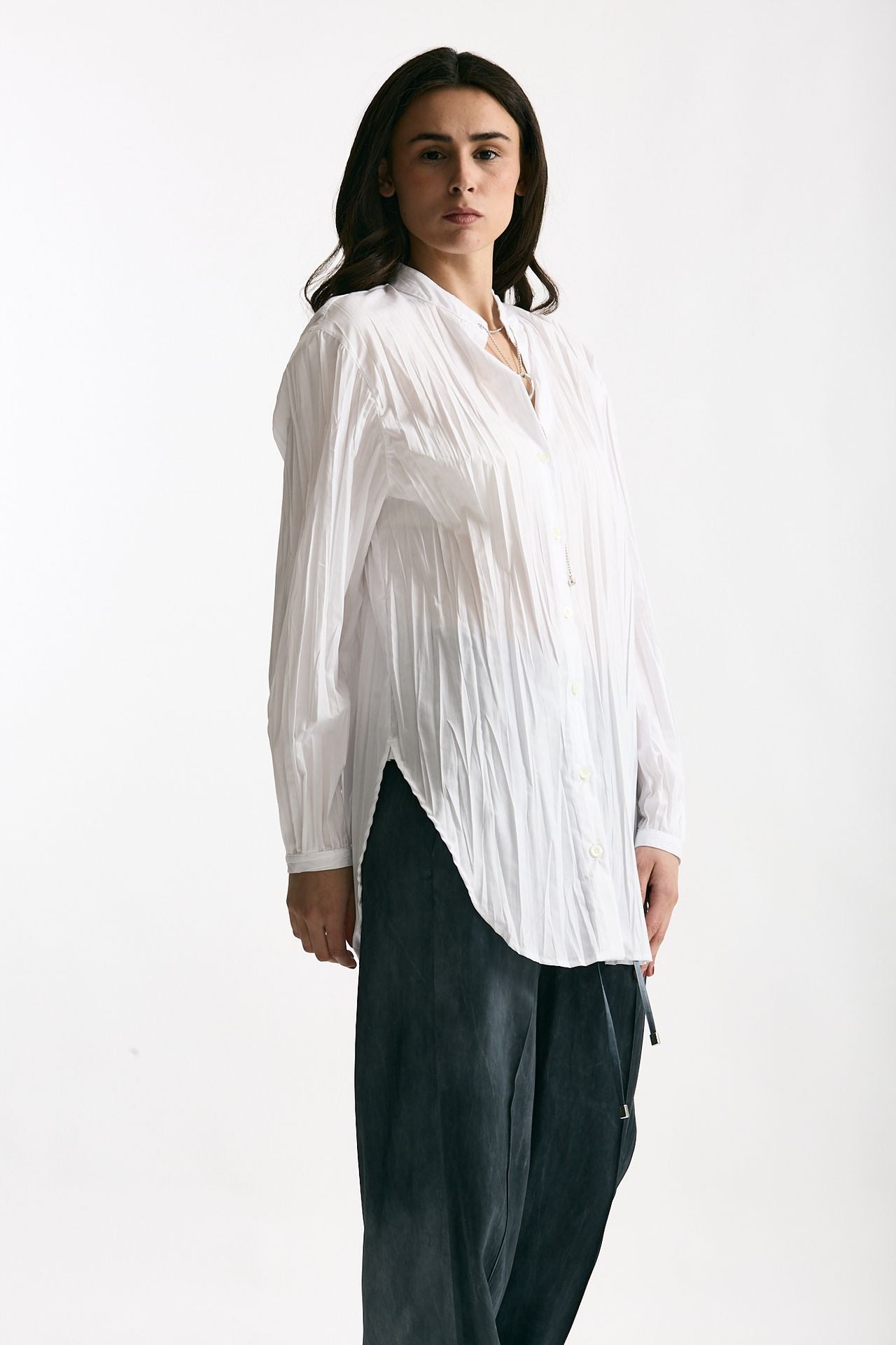 Camicia coreana plissè bianco donna Seafarer - 4