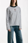 T-shirt girocollo rigata bianca e blu donna Seafarer - 4