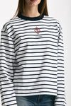 T-shirt girocollo rigata bianca e blu donna Seafarer - 5