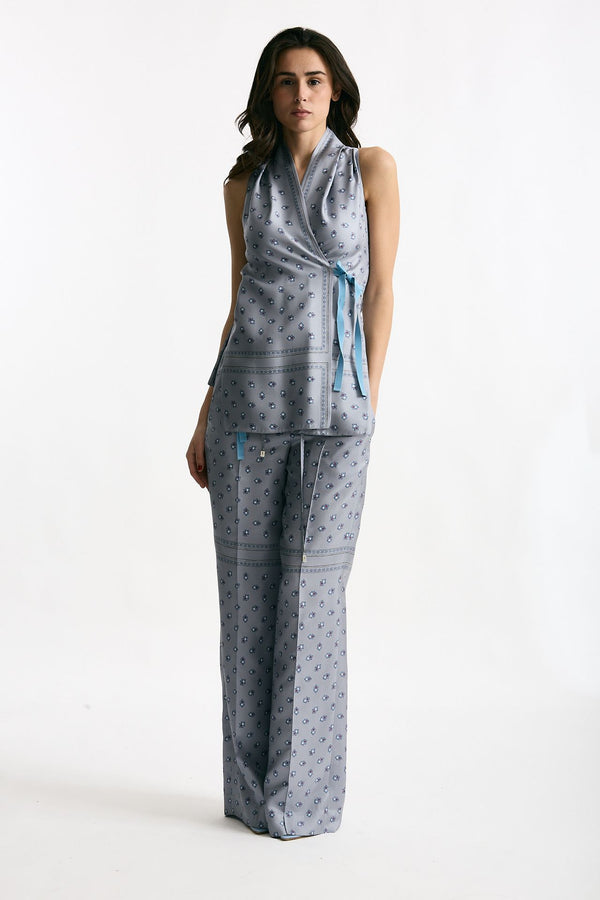 Top in micro-fantasia azzurro donna Seafarer