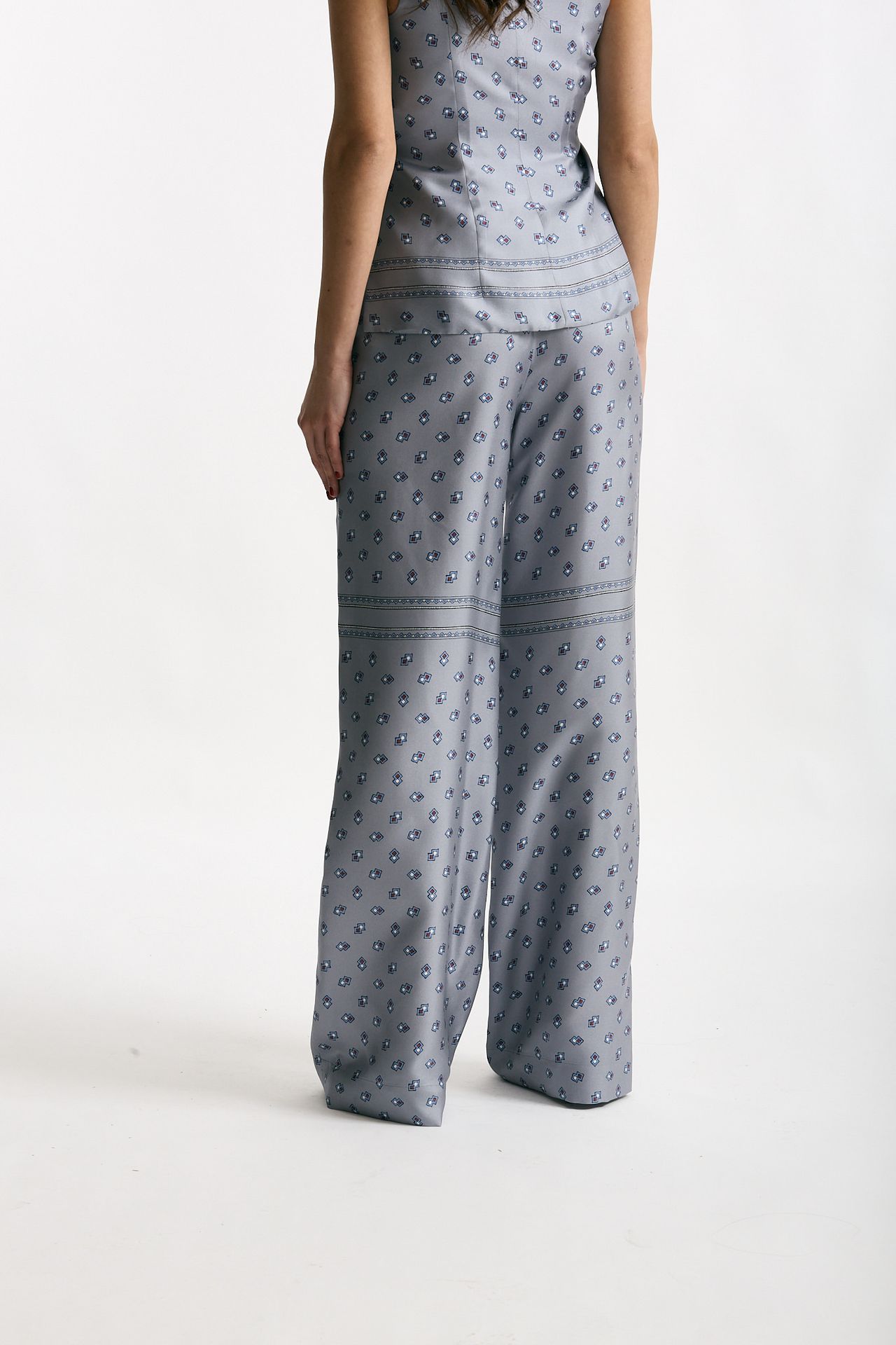 Pantalone fluido microfantasia azzurro donna Seafarer - 3
