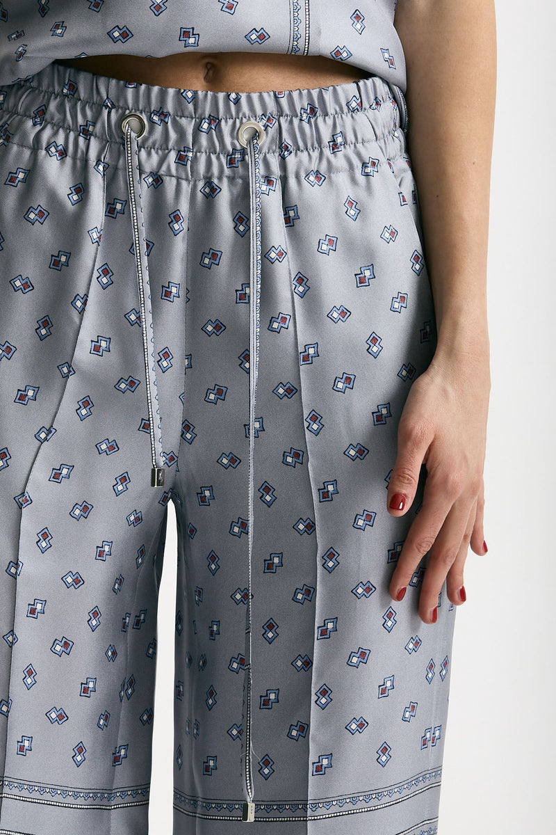 Pantalone fluido microfantasia azzurro donna Seafarer - 5