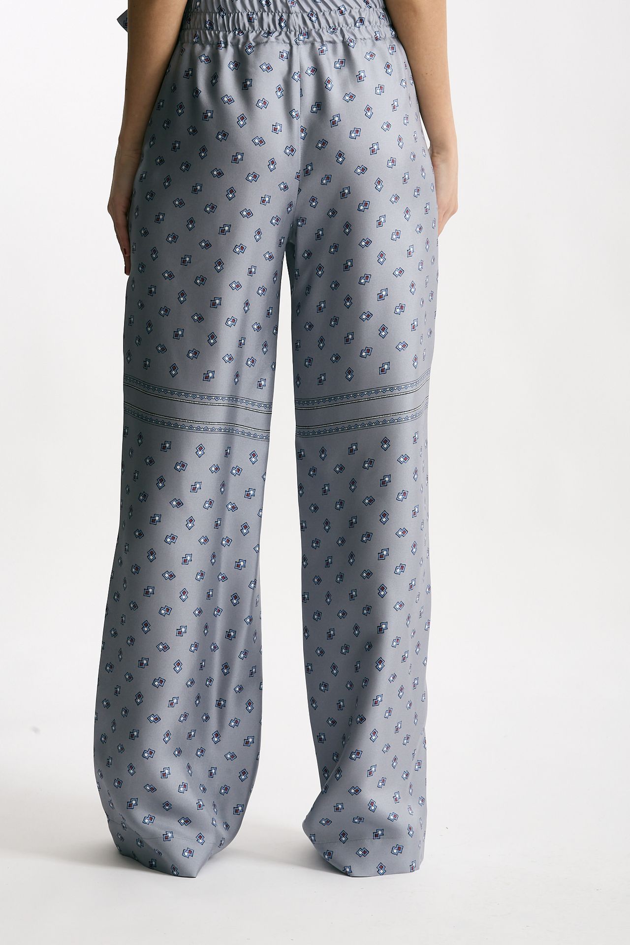 Pantalone fluido microfantasia azzurro donna Seafarer - 7