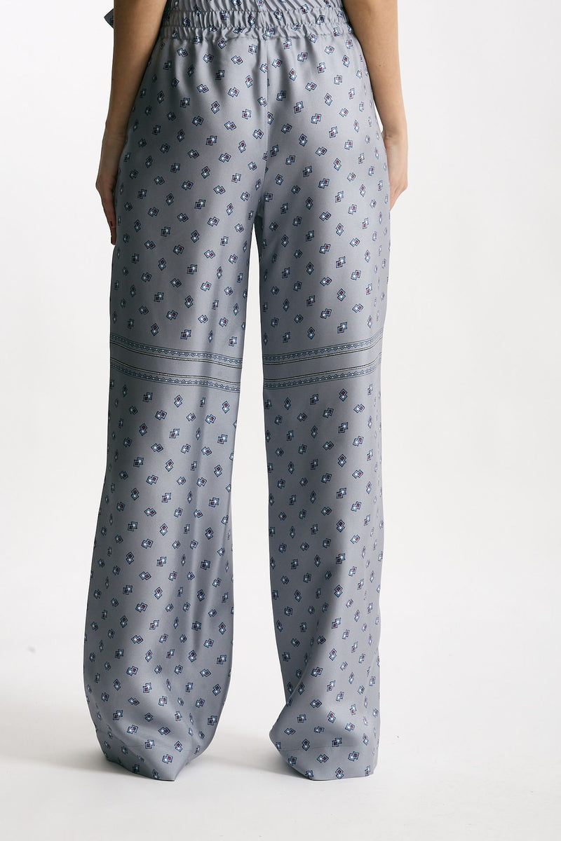 Pantalone fluido microfantasia azzurro donna Seafarer - 7