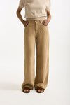 Jeans in lino CARMEN Vita alta cammello donna Siviglia - 2