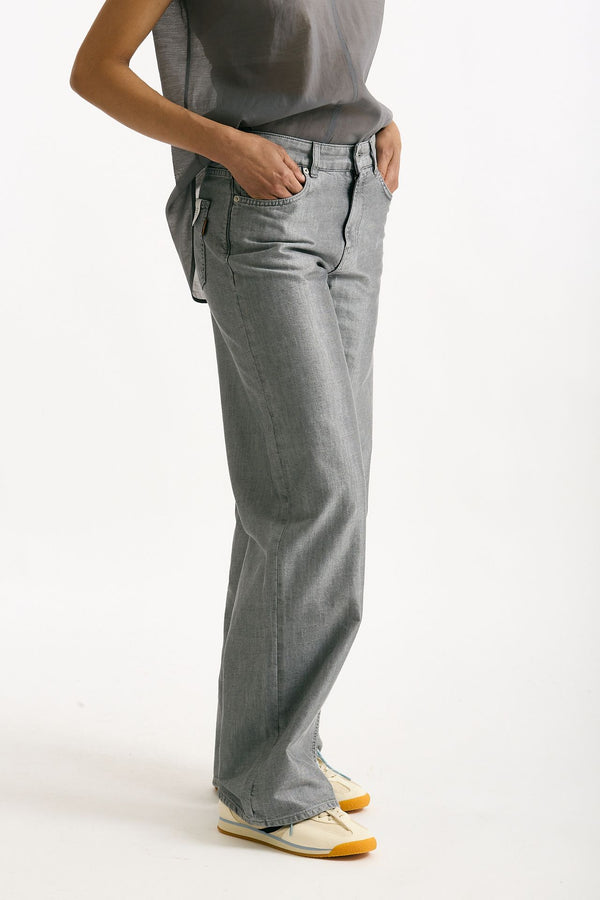 Jeans ANNA palazzo grigio laminato donna Siviglia