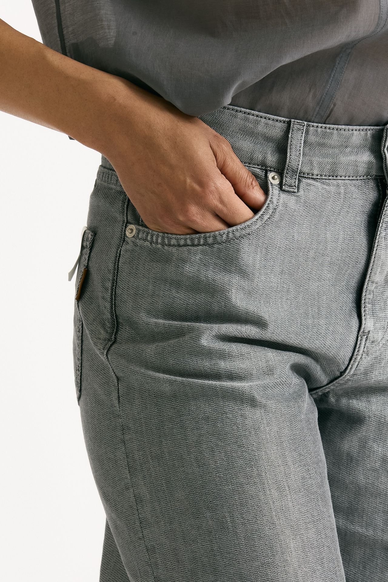 Jeans ANNA palazzo grigio laminato donna Siviglia - 5